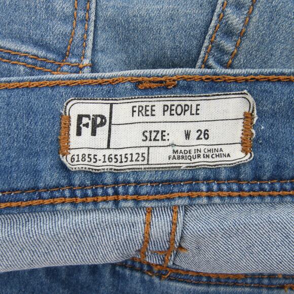 Free People Jeans Blue Skinny Jean Light Wash Distressed Denim Stretchy Size 26 - Picture 10 of 12